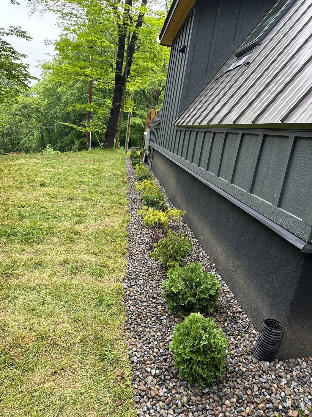 Board and batten siding on a finished exterior