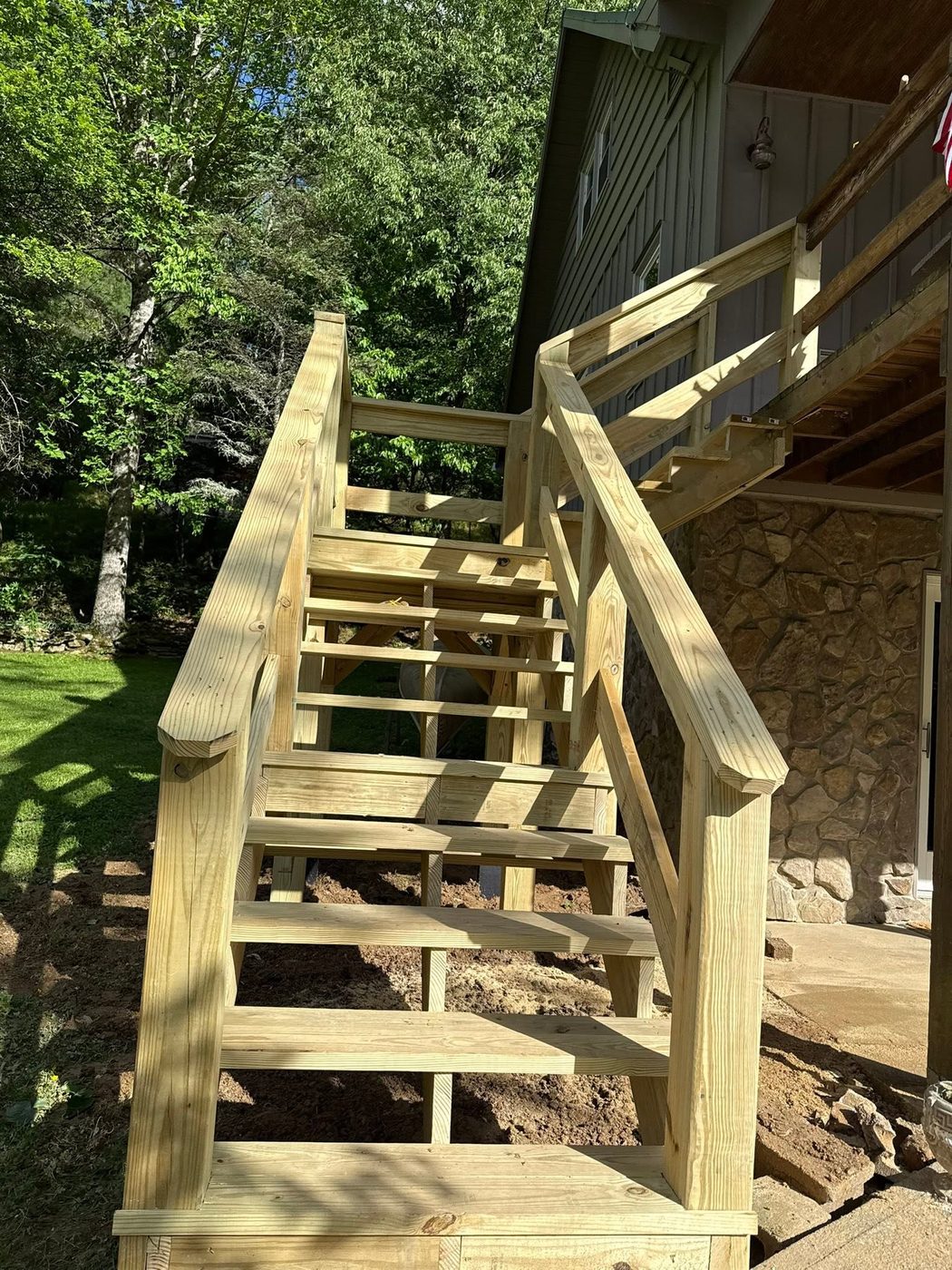 Timber stairs framed and built on site